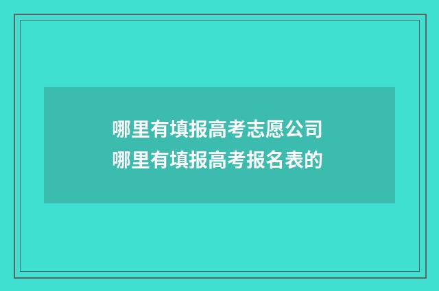 哪里有填报高考志愿公司 哪里有填报高考报名表的