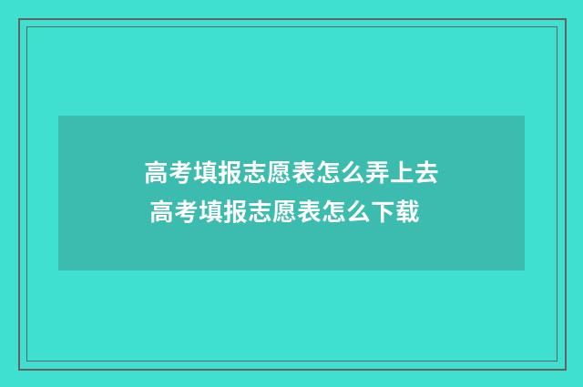 高考填报志愿表怎么弄上去 高考填报志愿表怎么下载