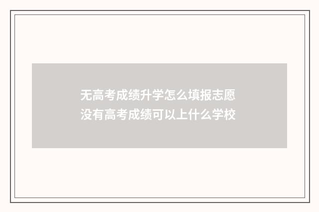 无高考成绩升学怎么填报志愿 没有高考成绩可以上什么学校