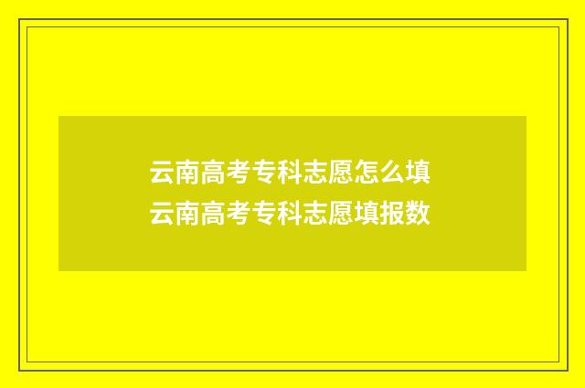云南高考专科志愿怎么填 云南高考专科志愿填报数