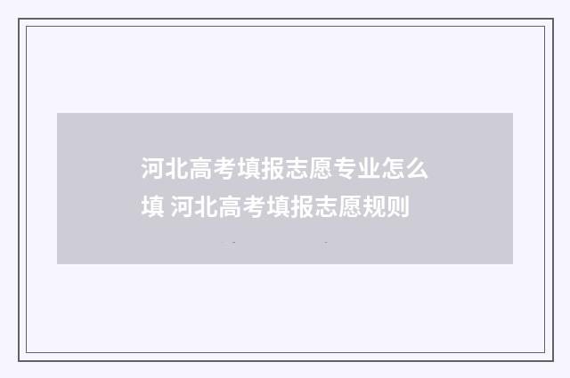 河北高考填报志愿专业怎么填 河北高考填报志愿规则