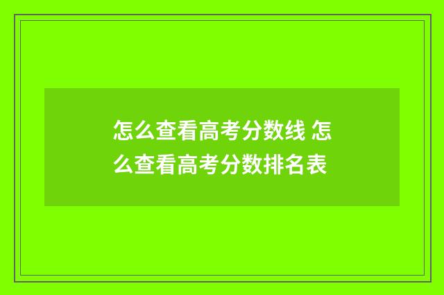 怎么查看高考分数线 怎么查看高考分数排名表