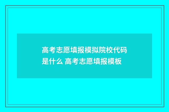 高考志愿填报模拟院校代码是什么 高考志愿填报模板