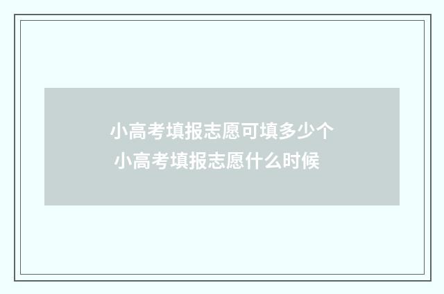 小高考填报志愿可填多少个 小高考填报志愿什么时候