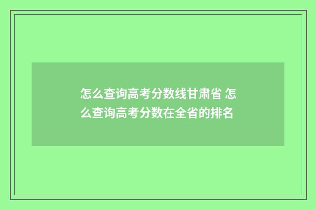 怎么查询高考分数线甘肃省 怎么查询高考分数在全省的排名