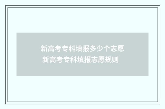 新高考专科填报多少个志愿 新高考专科填报志愿规则