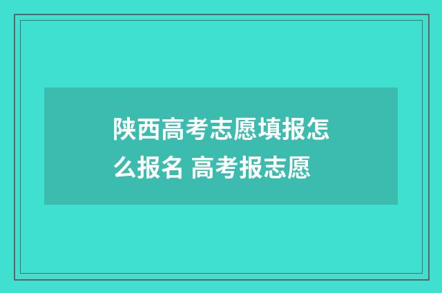 陕西高考志愿填报怎么报名 高考报志愿