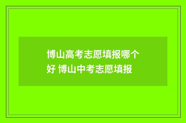 博山高考志愿填报哪个好 博山中考志愿填报