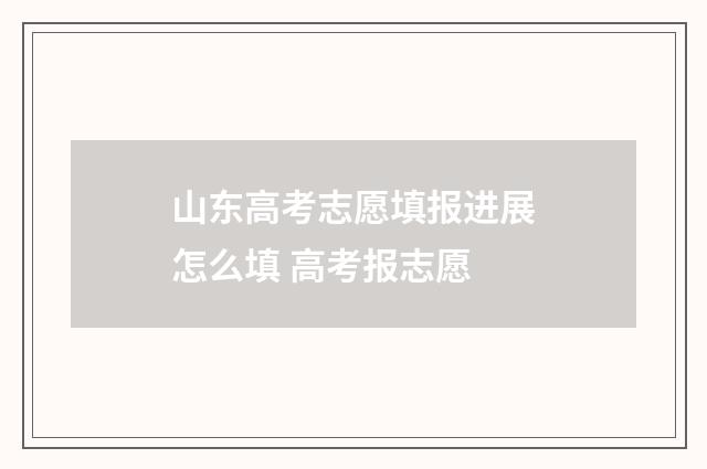 山东高考志愿填报进展怎么填 高考报志愿