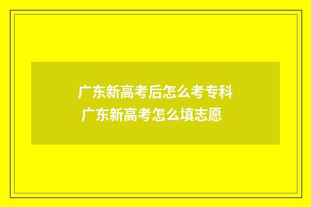 广东新高考后怎么考专科 广东新高考怎么填志愿