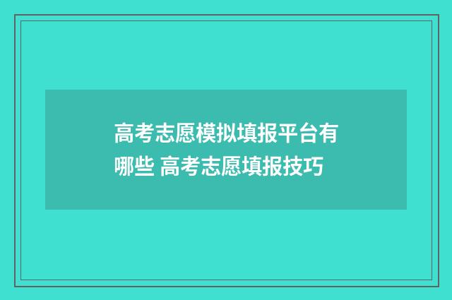 高考志愿模拟填报平台有哪些 高考志愿填报技巧