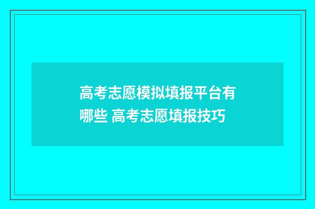 高考志愿模拟填报平台有哪些 高考志愿填报技巧