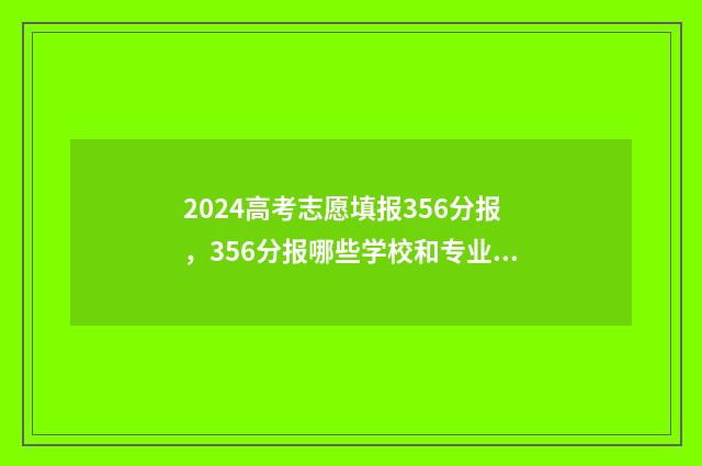 2024高考志愿填报356分报，356分报哪些学校和专业？ 2024高考志愿填报