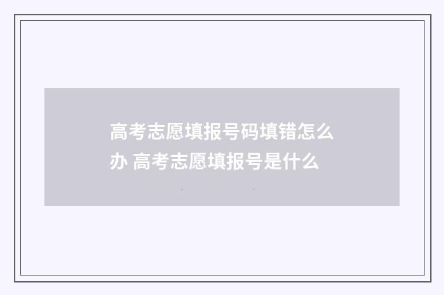 高考志愿填报号码填错怎么办 高考志愿填报号是什么