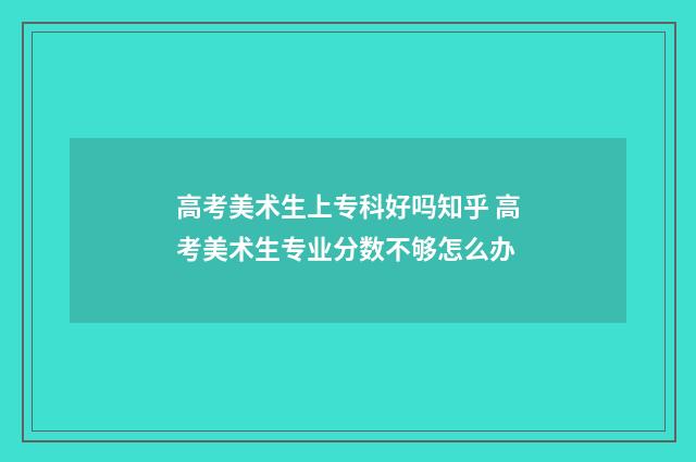高考美术生上专科好吗知乎 高考美术生专业分数不够怎么办