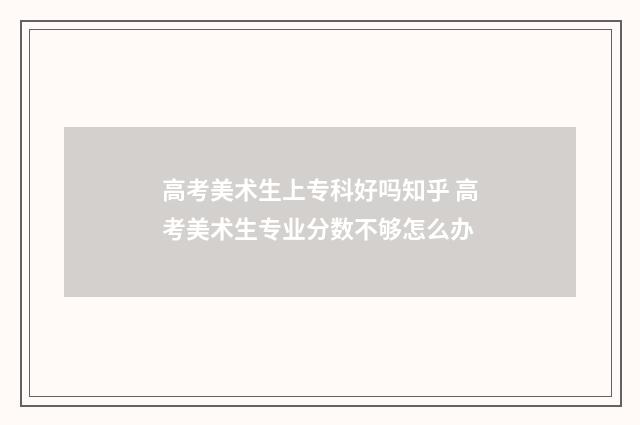 高考美术生上专科好吗知乎 高考美术生专业分数不够怎么办