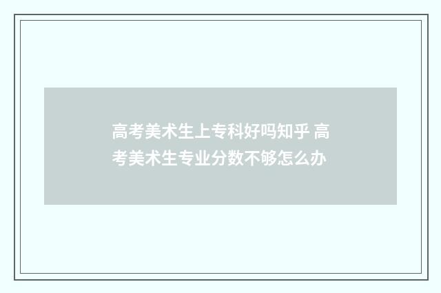 高考美术生上专科好吗知乎 高考美术生专业分数不够怎么办