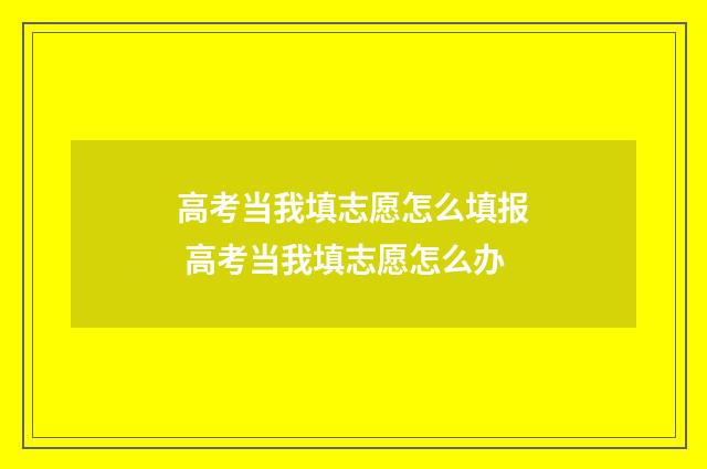 高考当我填志愿怎么填报 高考当我填志愿怎么办