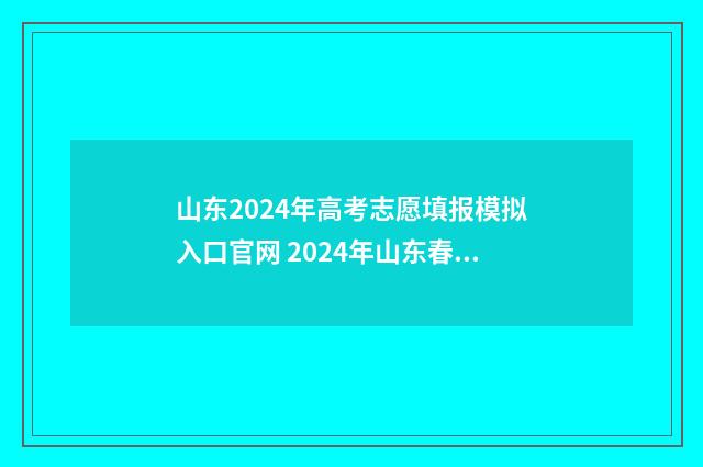 山东2024年高考志愿填报模拟入口官网 2024年山东春季高考招生学校