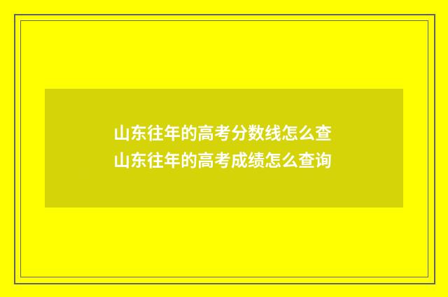 山东往年的高考分数线怎么查 山东往年的高考成绩怎么查询