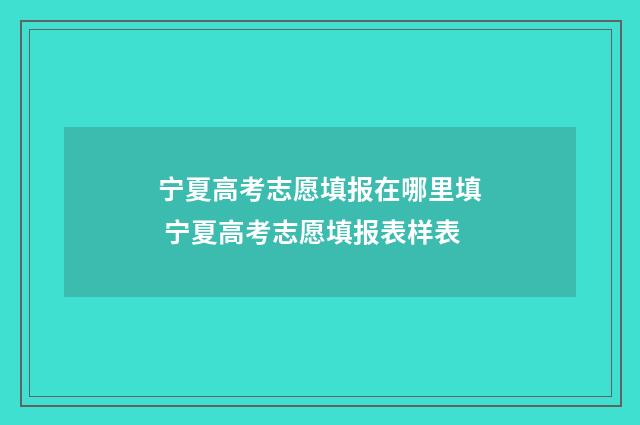 宁夏高考志愿填报在哪里填 宁夏高考志愿填报表样表