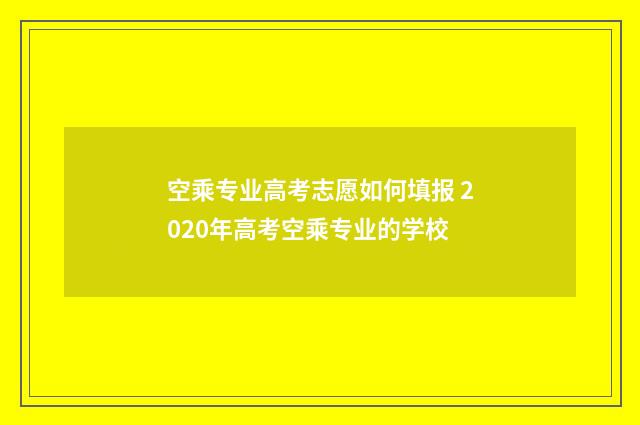 空乘专业高考志愿如何填报 2020年高考空乘专业的学校