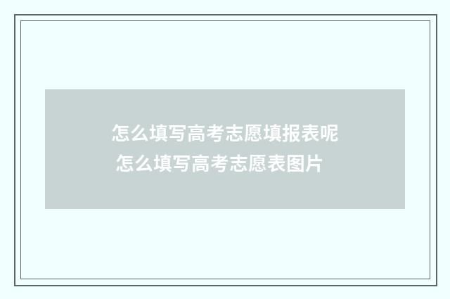 怎么填写高考志愿填报表呢 怎么填写高考志愿表图片