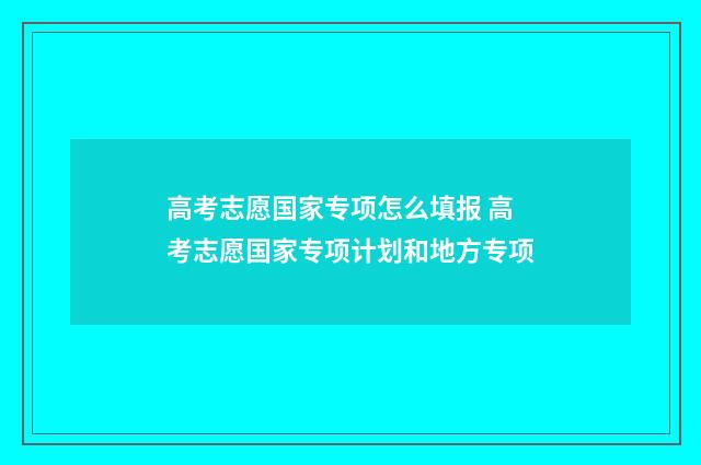高考志愿国家专项怎么填报 高考志愿国家专项计划和地方专项