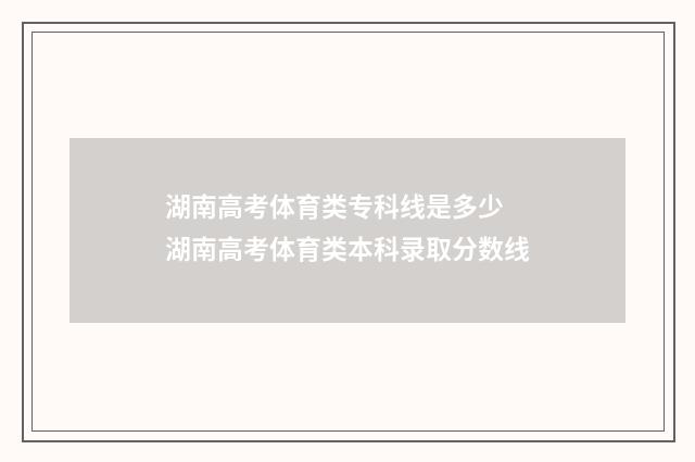 湖南高考体育类专科线是多少 湖南高考体育类本科录取分数线