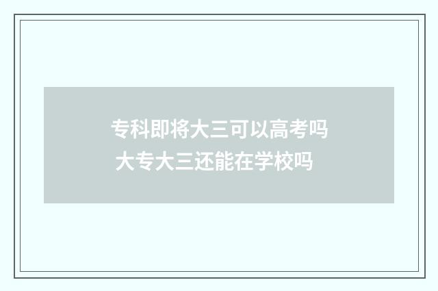 专科即将大三可以高考吗 大专大三还能在学校吗