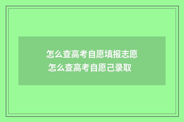 怎么查高考自愿填报志愿 怎么查高考自愿己录取