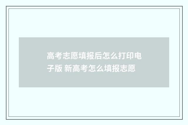 高考志愿填报后怎么打印电子版 新高考怎么填报志愿
