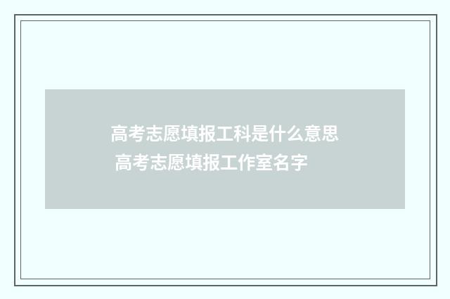 高考志愿填报工科是什么意思 高考志愿填报工作室名字