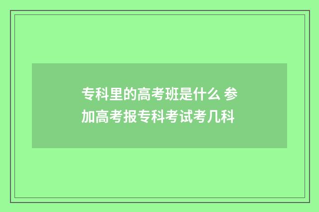 专科里的高考班是什么 参加高考报专科考试考几科