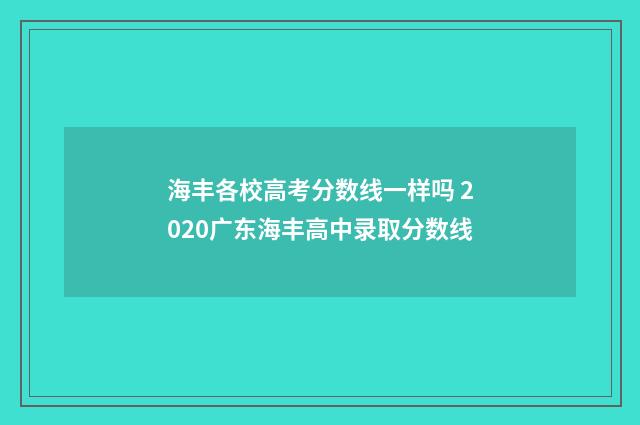 海丰各校高考分数线一样吗 2020广东海丰高中录取分数线