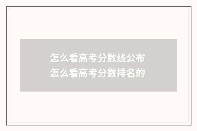 怎么看高考分数线公布 怎么看高考分数排名的