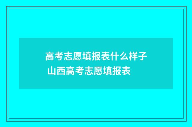 高考志愿填报表什么样子 山西高考志愿填报表