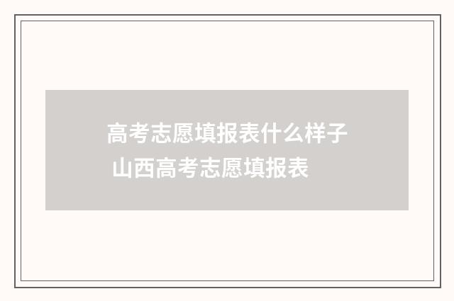 高考志愿填报表什么样子 山西高考志愿填报表