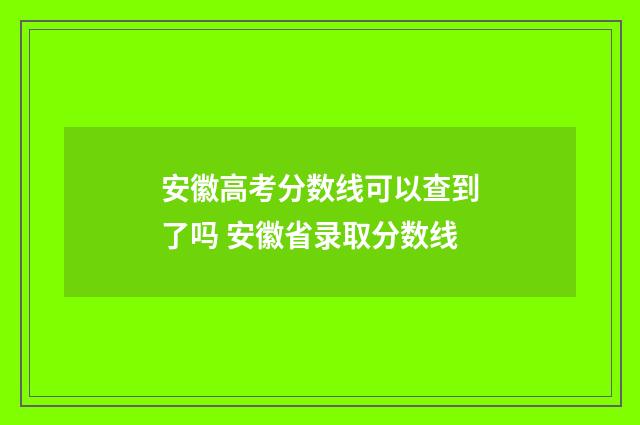 安徽高考分数线可以查到了吗 安徽省录取分数线