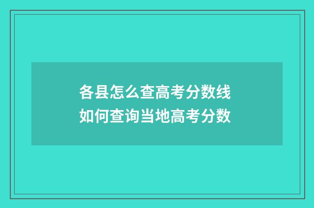 各县怎么查高考分数线 如何查询当地高考分数