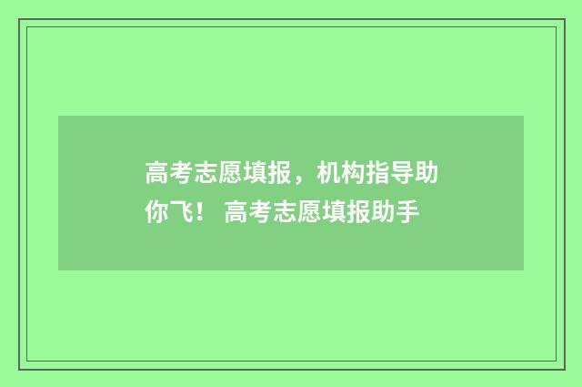 高考志愿填报，机构指导助你飞！ 高考志愿填报助手