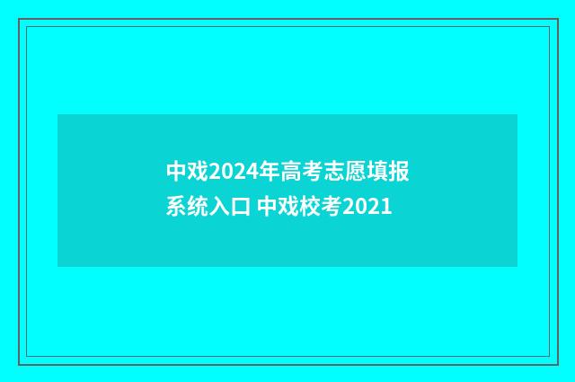 中戏2024年高考志愿填报系统入口 中戏校考2021