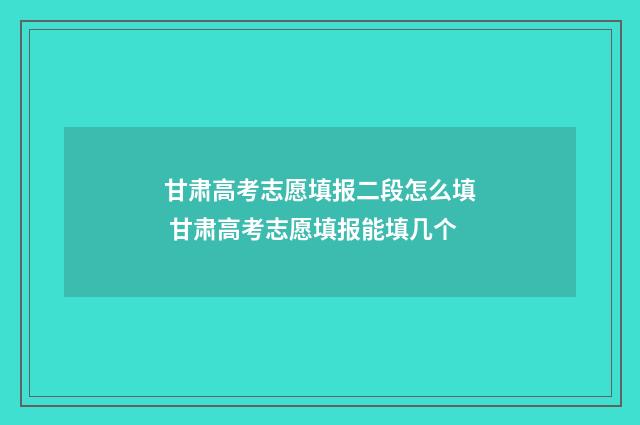 甘肃高考志愿填报二段怎么填 甘肃高考志愿填报能填几个