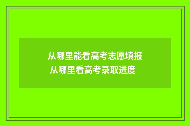 从哪里能看高考志愿填报 从哪里看高考录取进度