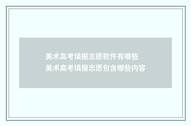 美术高考填报志愿软件有哪些 美术高考填报志愿包含哪些内容