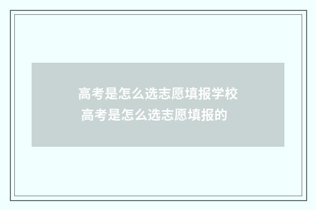 高考是怎么选志愿填报学校 高考是怎么选志愿填报的