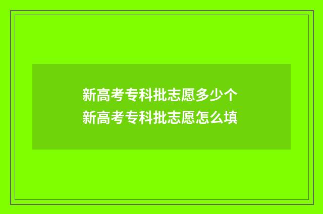 新高考专科批志愿多少个 新高考专科批志愿怎么填