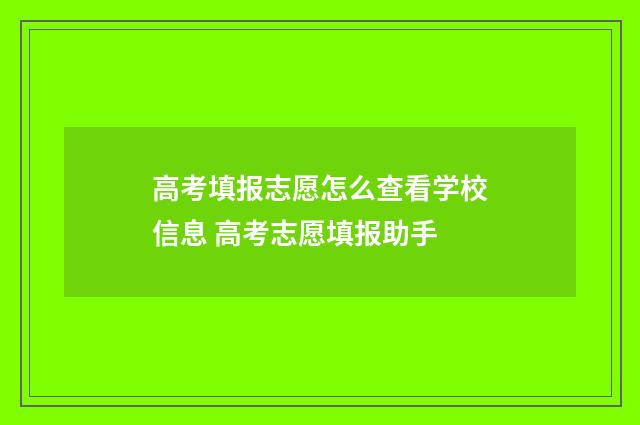 高考填报志愿怎么查看学校信息 高考志愿填报助手