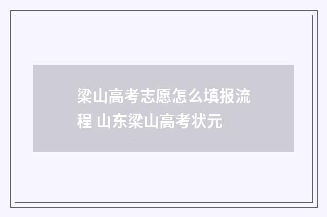 梁山高考志愿怎么填报流程 山东梁山高考状元