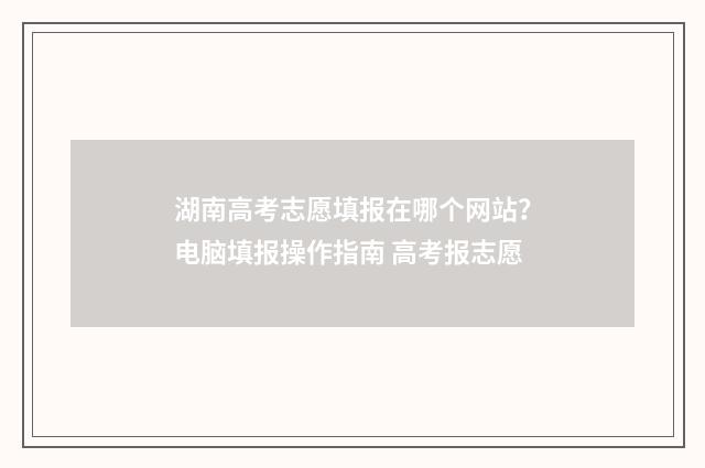 湖南高考志愿填报在哪个网站？电脑填报操作指南 高考报志愿